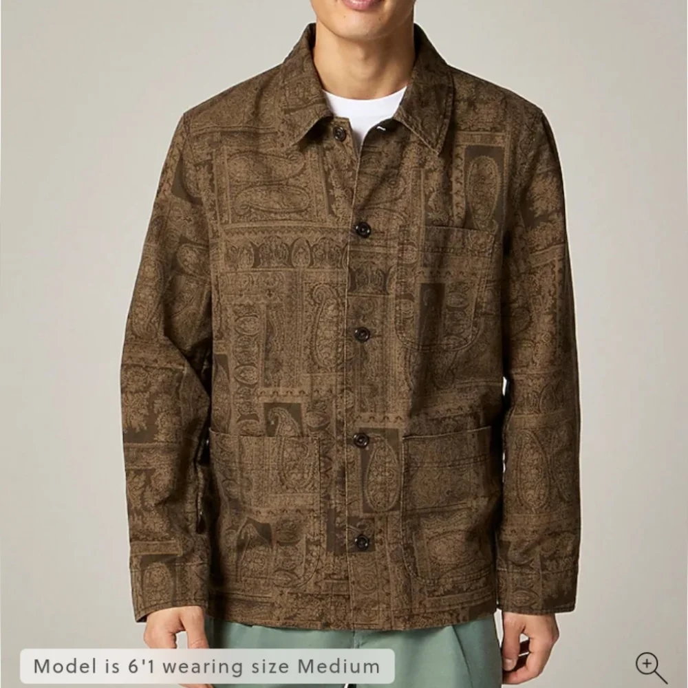 J Crew Cotton-linen blend chore jacket CH138 Size M Brown NWT